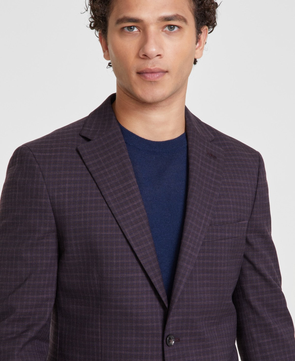 Tommy Hilfiger Mens Modern fit Sport Coat Blazer 42 L Purple Check Stretch