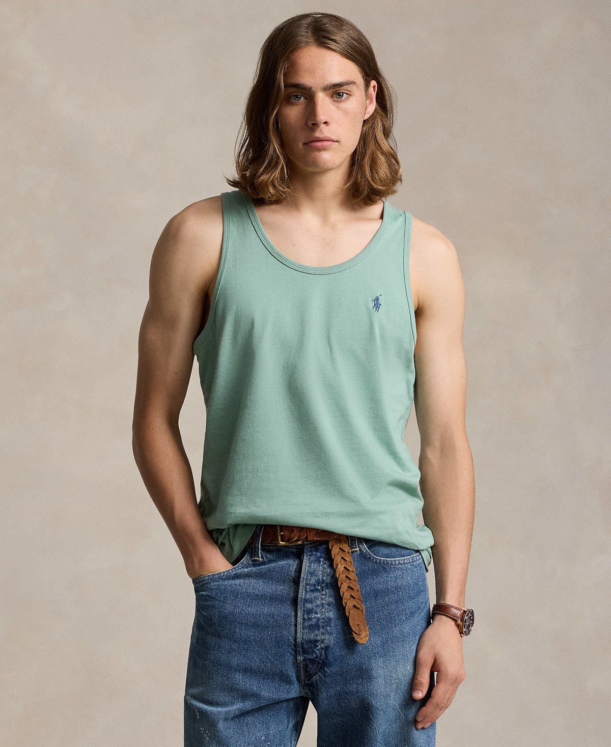 Polo Ralph Lauren Men Regular fit Sleeveless Tank Top Shirt XL Green Solid