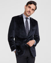 Michael Kors Mens Classic fit Velvet Sport Coat Blazer 38 R Black Solid Stretch