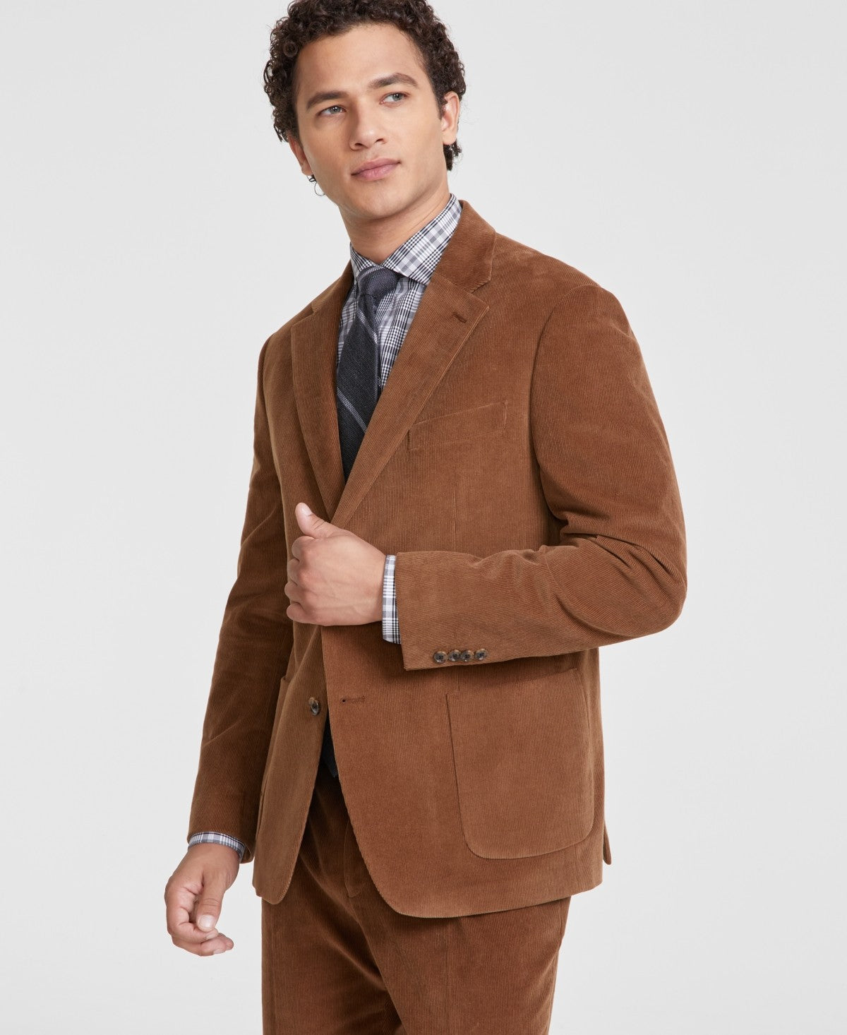 Tommy Hilfiger Mens Modern fit Corduroy Suit Jacket Blazer 48 L Brown Solid