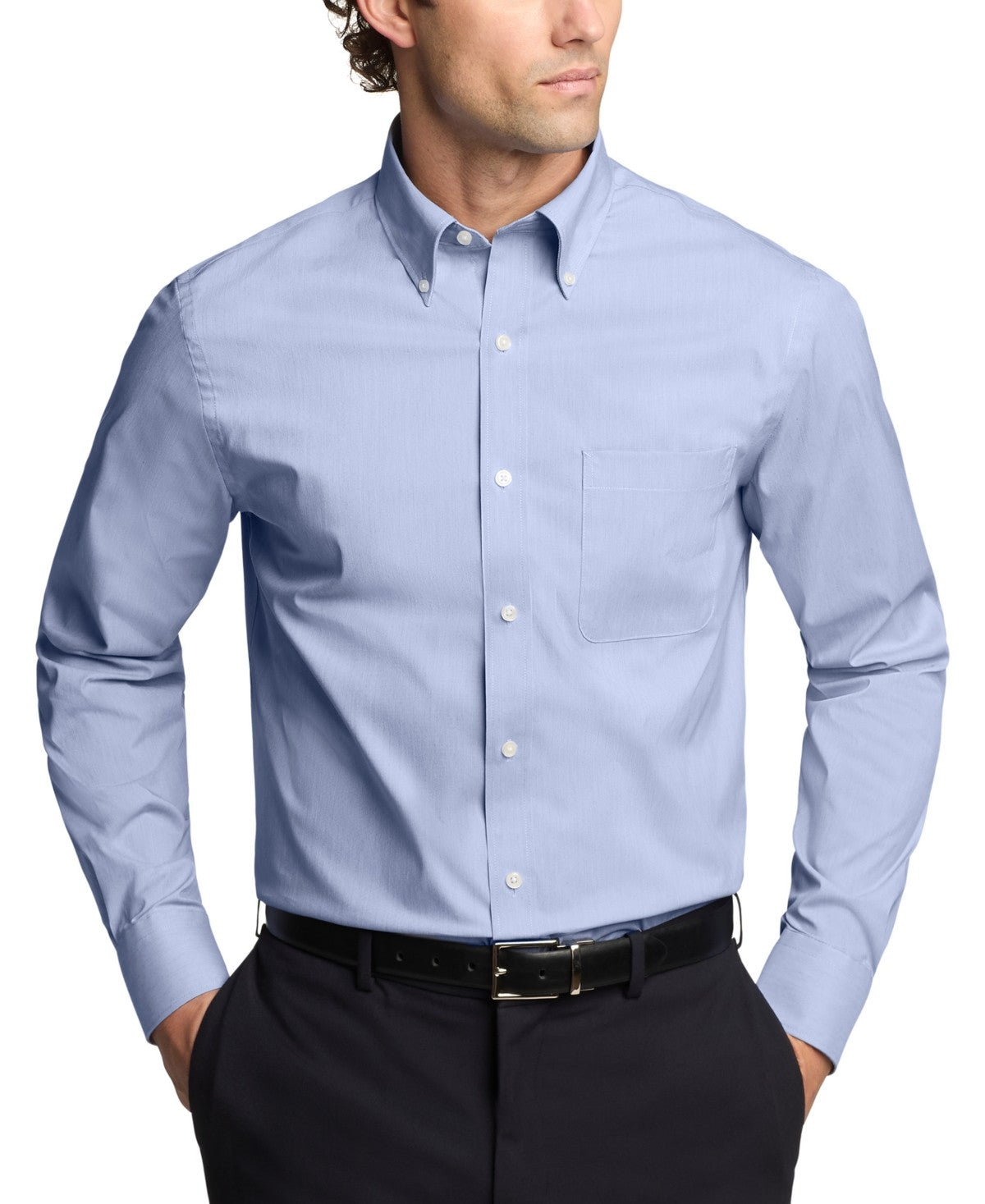 Tommy Hilfiger Mens Regular fit Dress Shirt XXL 18.5 in 34-35 Blue Solid