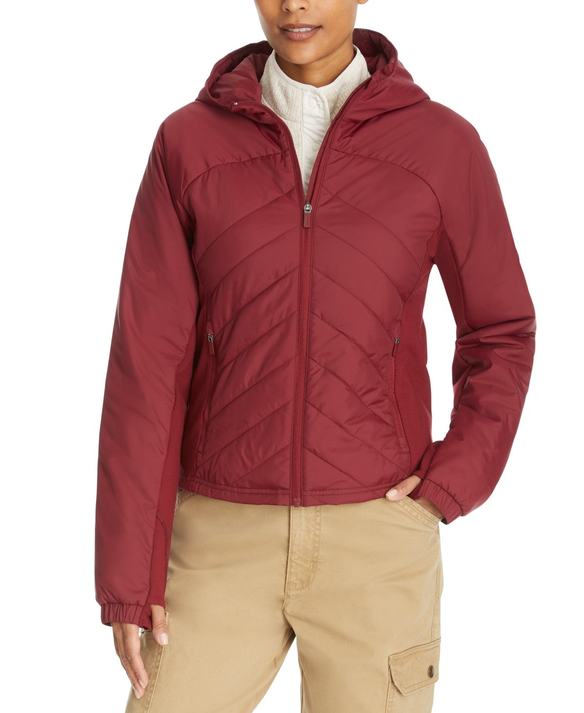 Bass Outdoor Women Regular fit Quilted Puffer Jacket Coat XS Red Solid