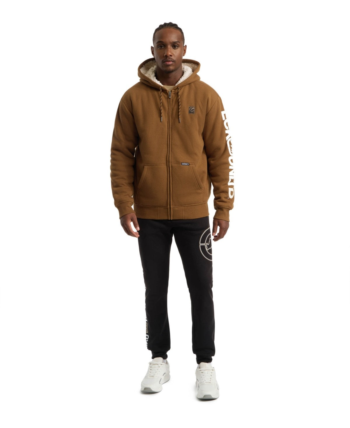 Ecko Unltd Mens Regular fit Hoodie Sweatshirt Medium Brown Full Zip