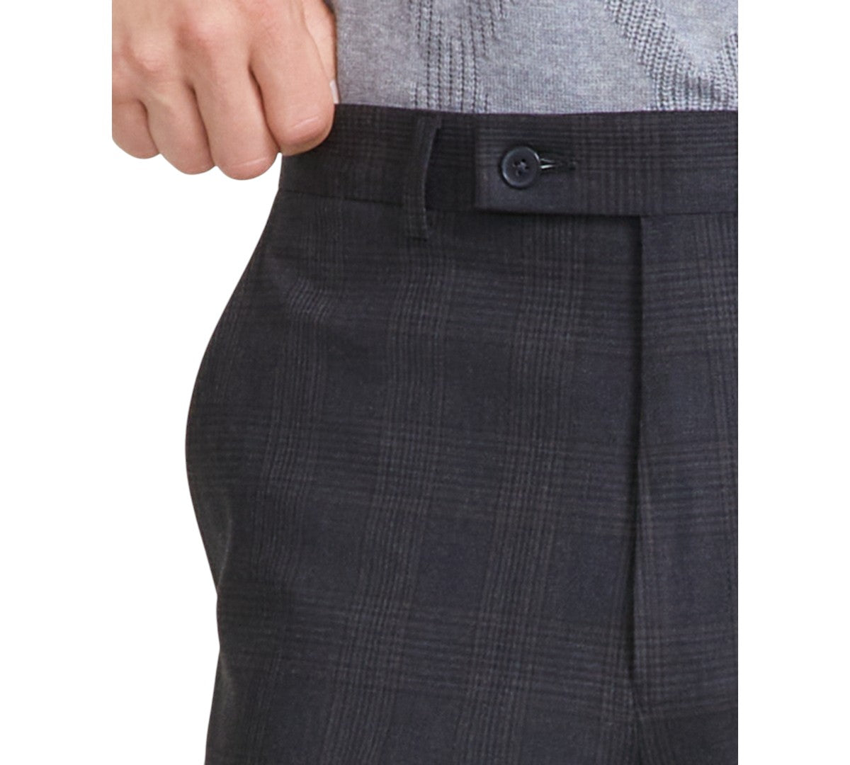 Calvin Klein Mens Slim fit Dress Pants 33 / 30 Charcoal Grey Plaid