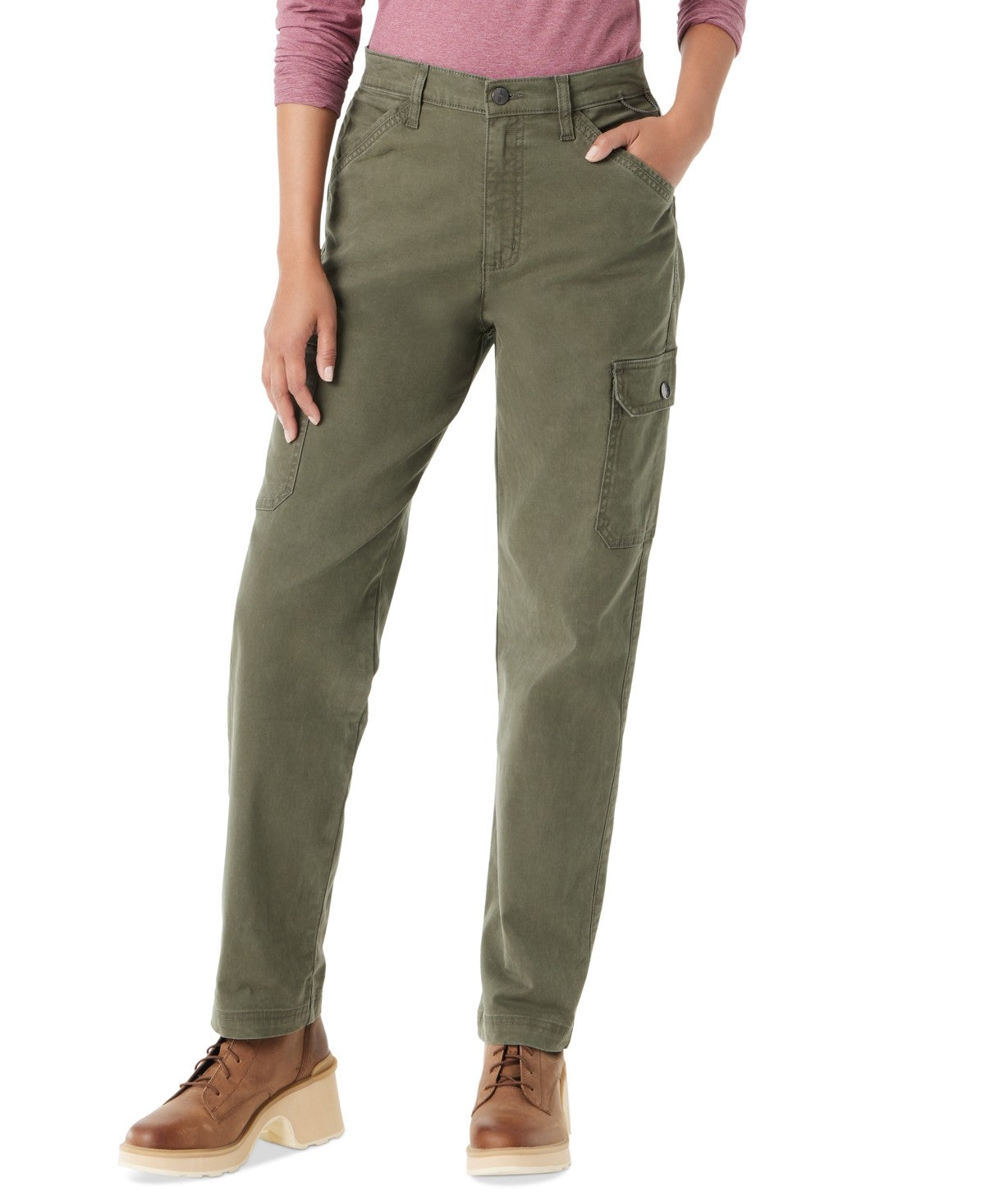 BASS OUTDOOR Womens Slim fit Cargo Pants 12 / 30 Green Solid