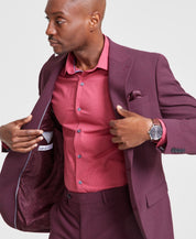 Bar Iii Mens Skinny fit Suit Jacket Blazer 40 L Berry Red Solid Wool