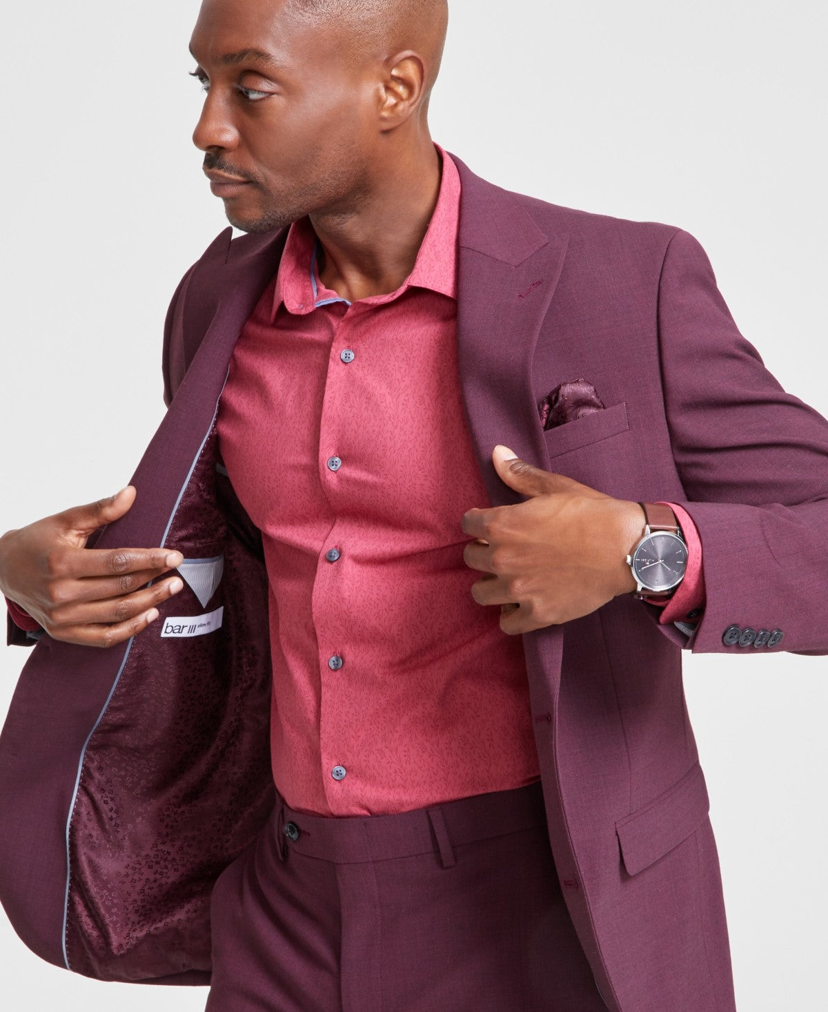Bar Iii Mens Skinny fit Suit Jacket Blazer 36 R Berry Red Wool