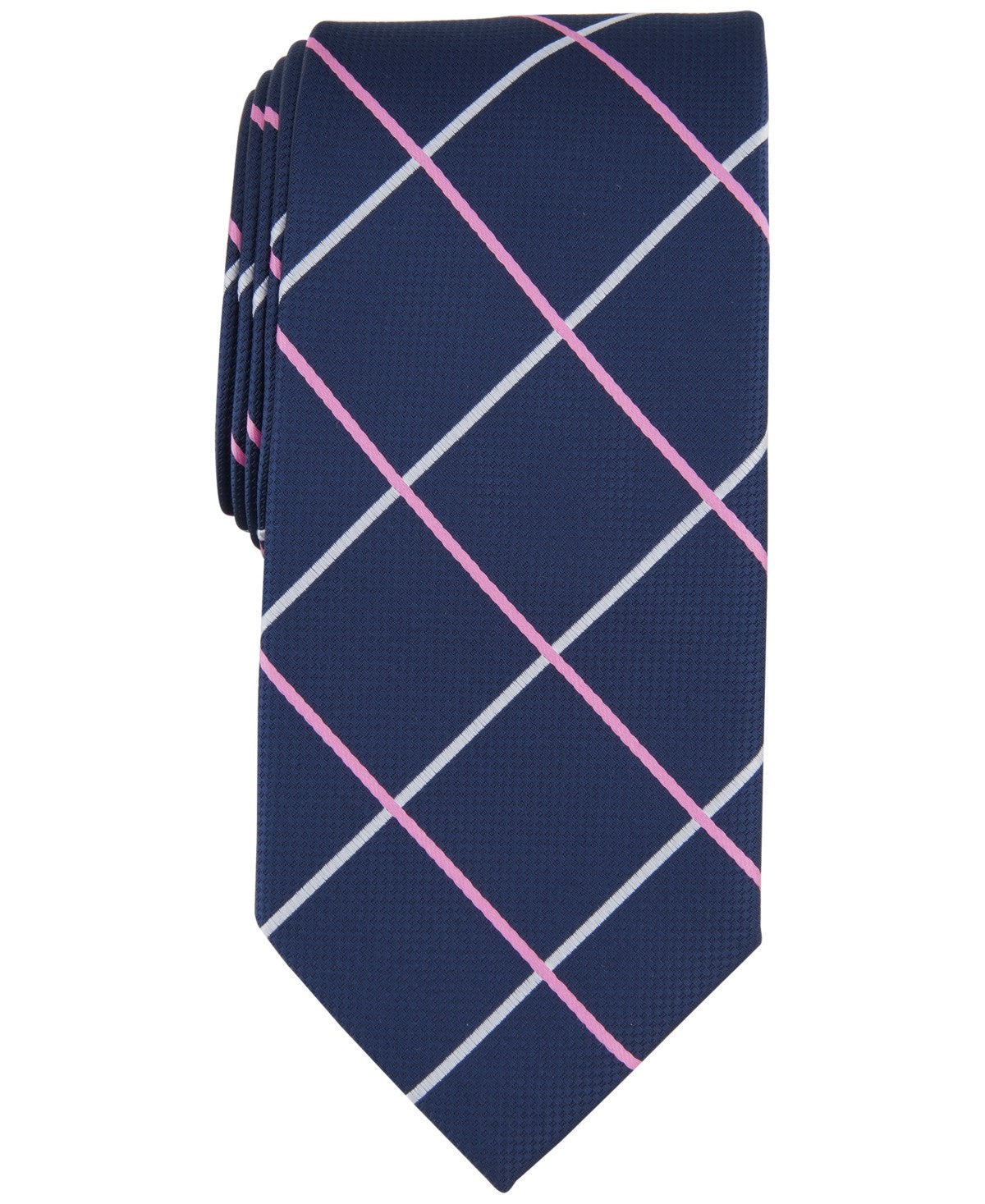 Club Room Mens Regular fit Tie Necktie One Size Pink Blue Grid