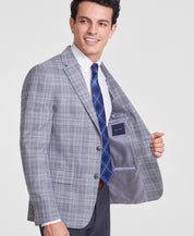 Tommy Hilfiger Mens Modern fit Sport Coat Blazer 46 L Grey Plaid