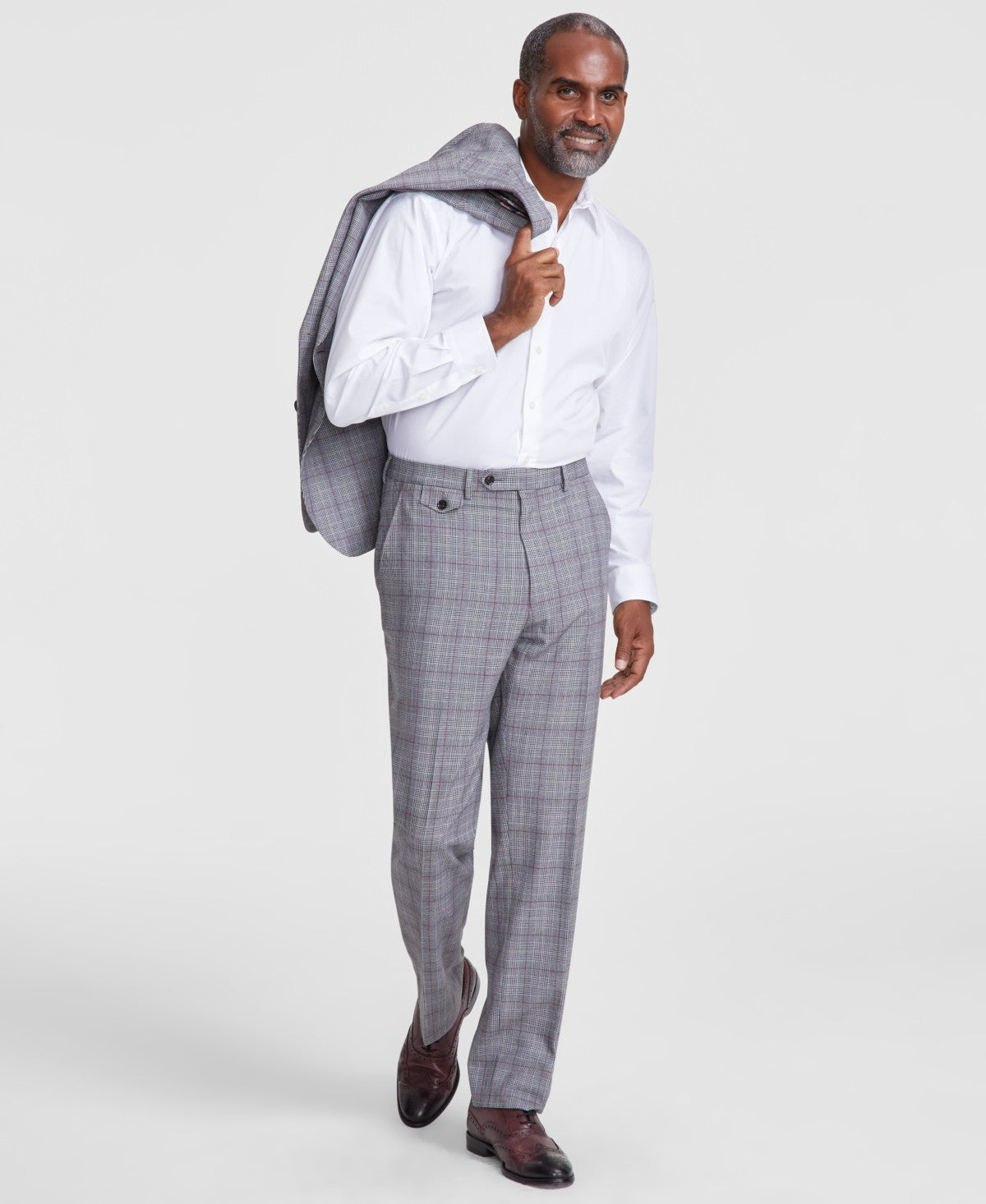 TAYION Mens Classic fit Dress Pants 38 / 30 Black Plaid