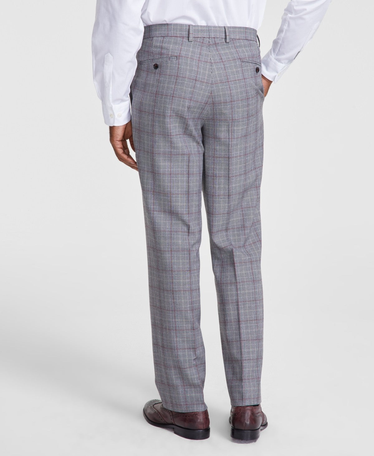 Tayion Collection Mens Classic fit Dress Pants 40 / 30 Black Plaid