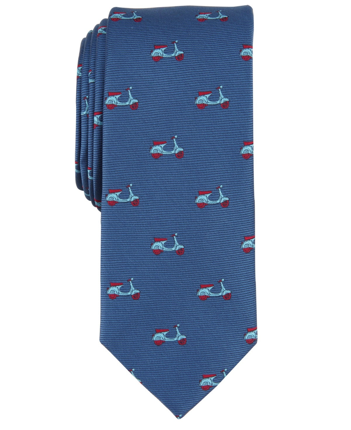 Bar Iii Mens Regular fit Tie Necktie One Size Blue Scooter Print