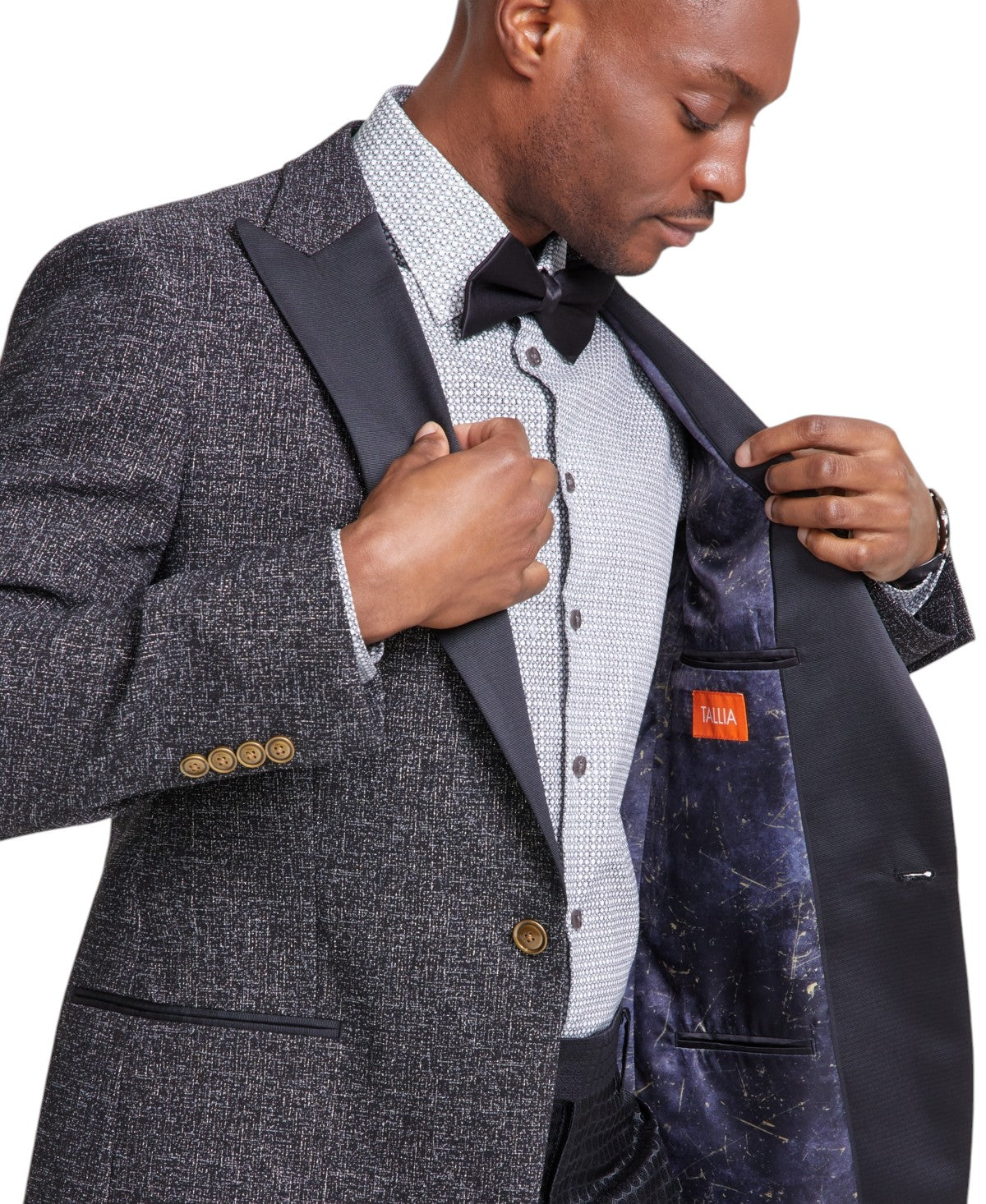 Tallia Mens Slim fit Jacquard  Sport Coat Evening Jacket 38 R Black
