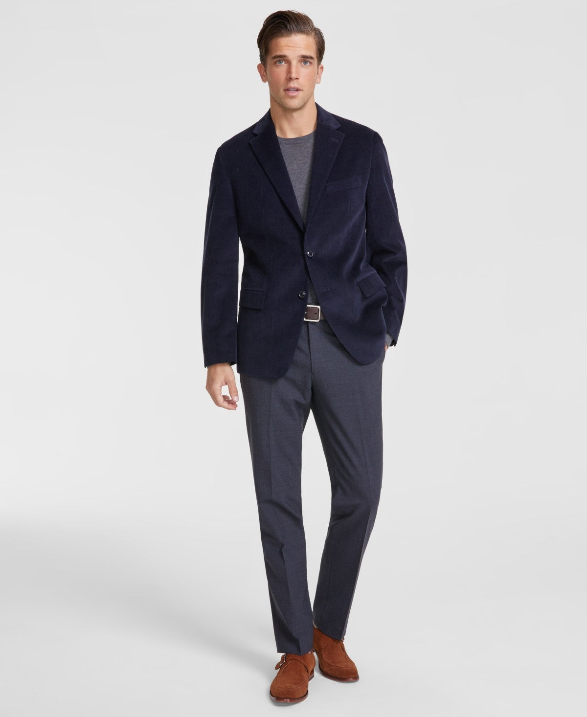 Tommy Hilfiger Mens Modern fit  Cotton Corduroy Sport Coat Blazer 38 R Navy  Blue