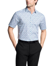 Van Heusen Mens Slim fit Short Sleeve Button-Up Shirt XS Sky Blue Stretch