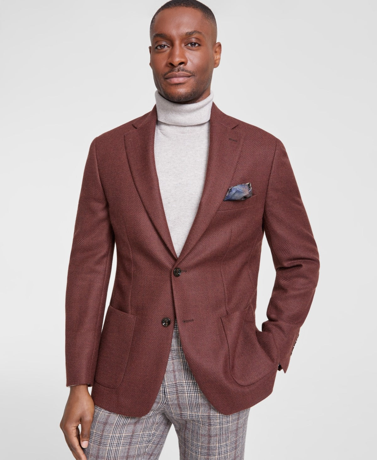 Tallia Mens Slim fit Sport Coat Blazer 36 R Brown Solid