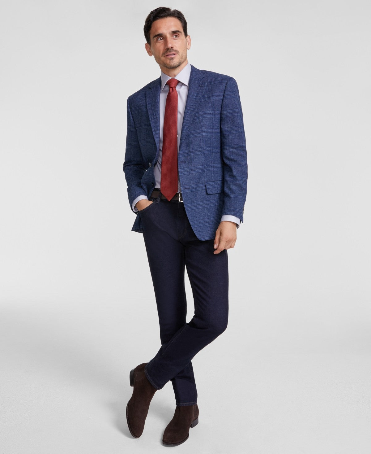 Michael Kors Mens Classic fit Sport Coat Blazer 40 R Blue Plaid