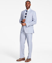Nautica Mens Modern fit 2 Piece Suit 36 R / 30 Waist Grey Plaid Stretch