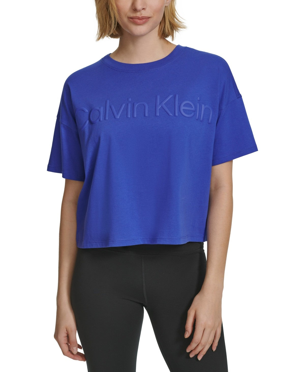 Calvin Klein Womens Regular fit Short Sleeve T-Shirt Shirt Large Blue Solid