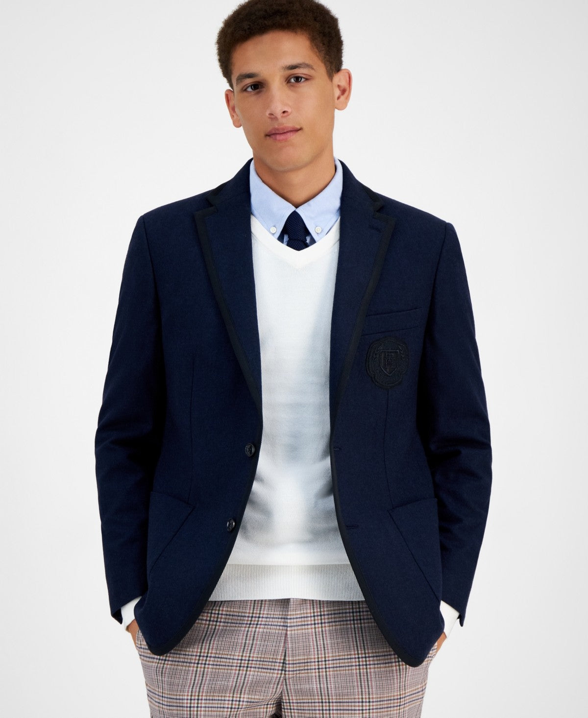 Tommy Hilfiger Mens Modern fit Sport Coat Blazer 40 S Navy Blue Solid