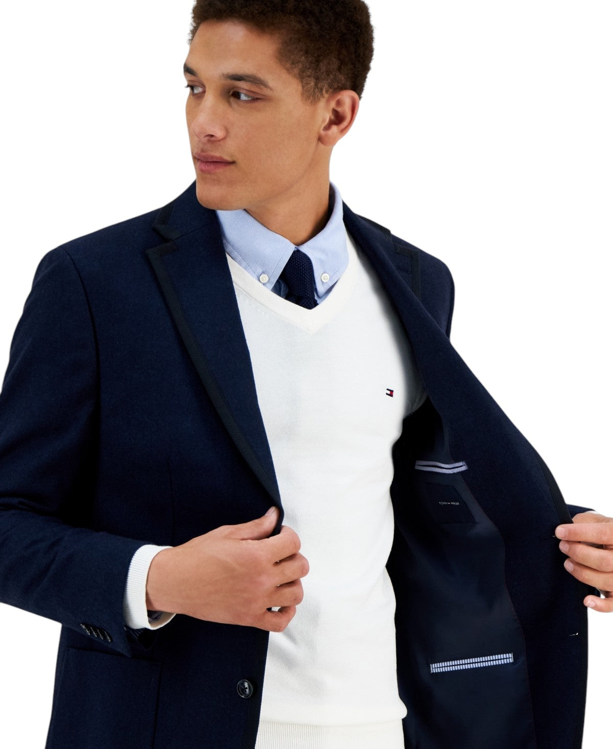 Tommy Hilfiger Mens Modern fit Sport Coat Blazer 40 S Navy Blue Solid