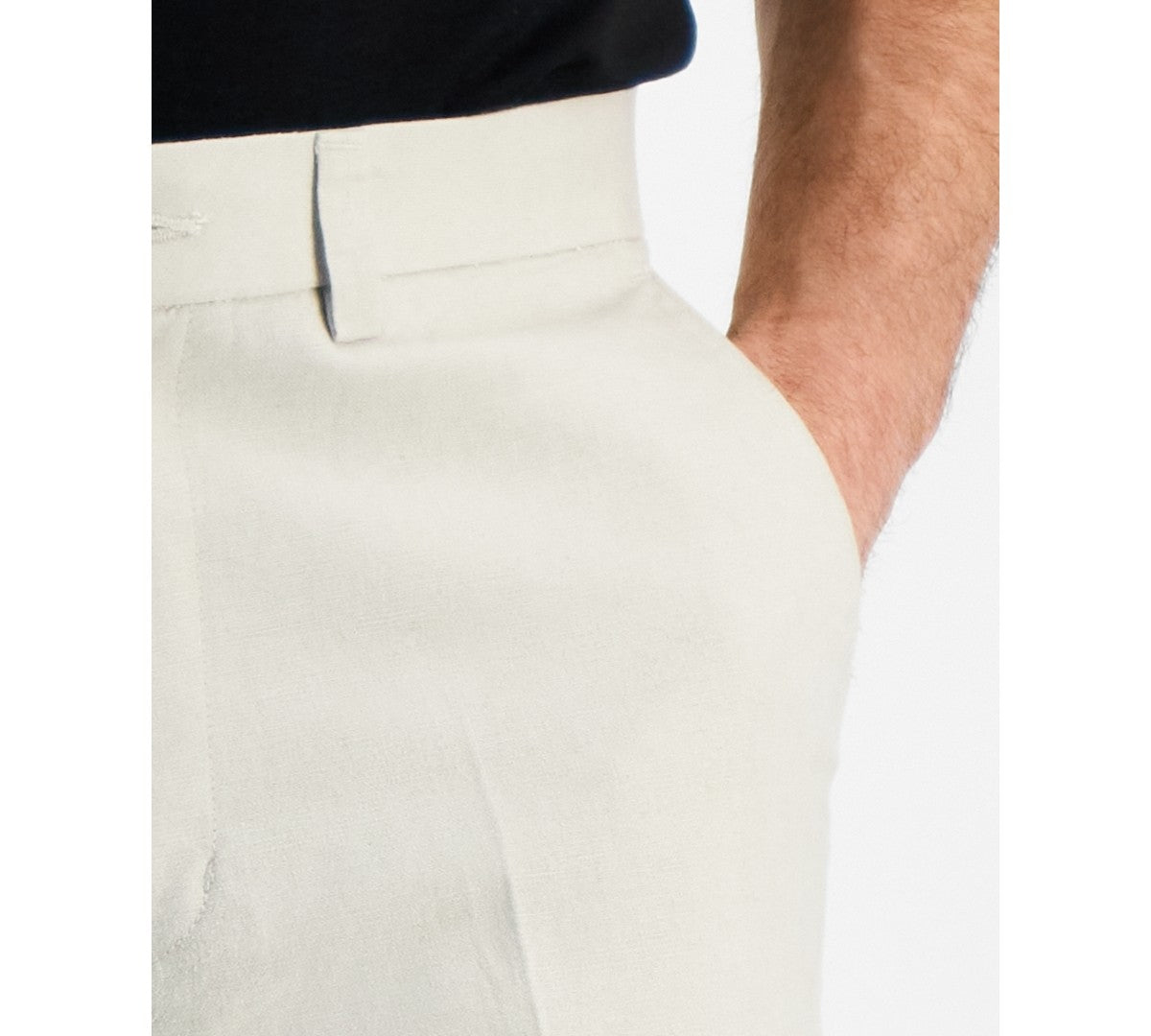 Kenneth Cole Mens Slim fit Linen Cotton Chinos Pants 32 / 30 String Beige Solid