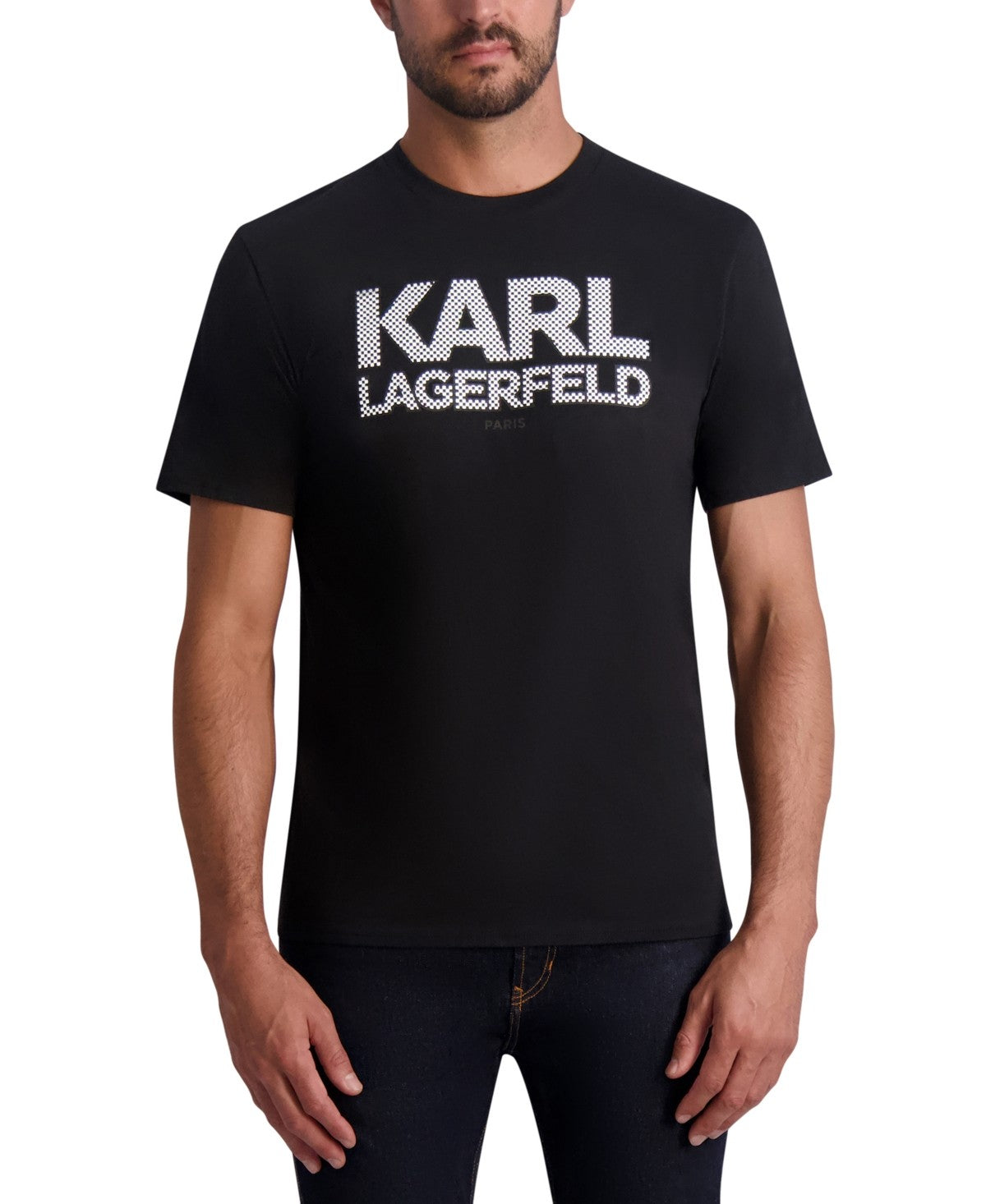 Karl Lagerfeld Paris Mens Regular fit Short Sleeve T-Shirt Shirt Medium Black