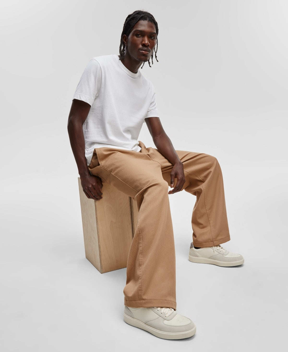 Mode Of One Mens Relaxed fit Casual Pants 30 Beige Solid
