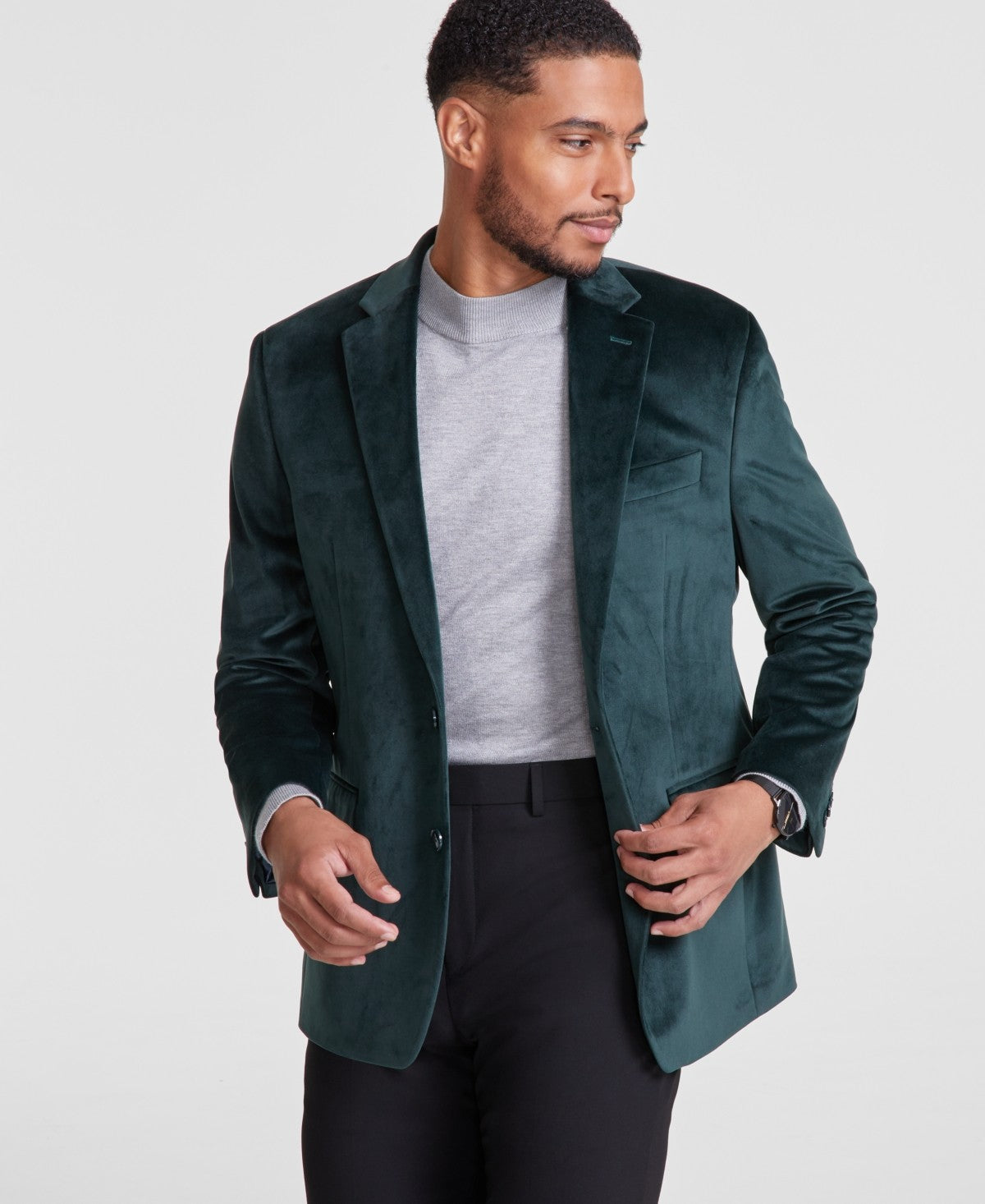 Michael Kors Mens Classic fit Velvet Sport Coat Blazer 40 S Green Solid