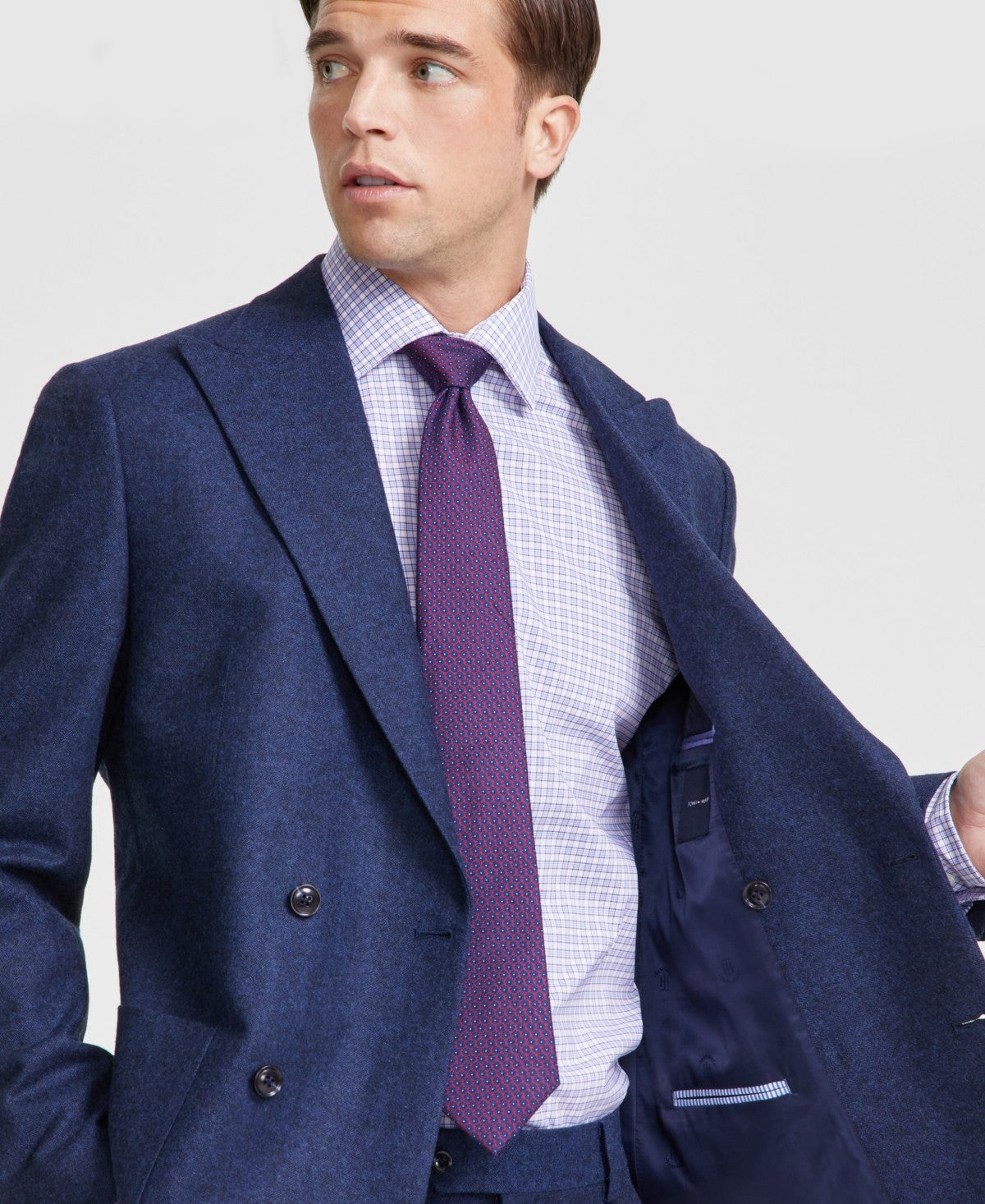 Tommy Hilfiger Mens Modern fit Double Breasted Suit Jacket Blazer 44 R Blue