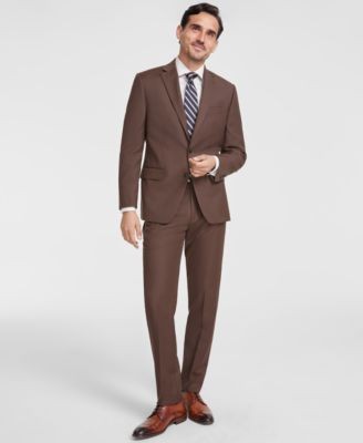 Michael Kors Men Classic-Fit Wool-Blend Suit Dress Pants 30 x 30 Red Burgundy