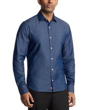 Tommy Hilfiger Mens Regular fit Dress Shirt Medium 15-15.5 34-35 Blue Solid