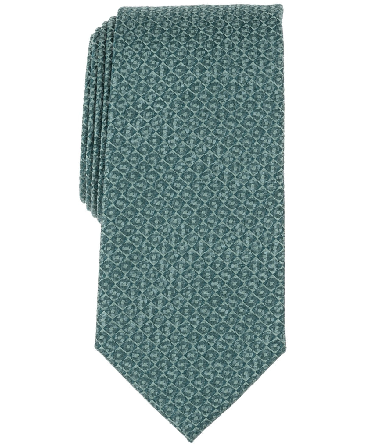 Perry Ellis Mens Cronan Geo-Pattern Solid Neck Tie Green