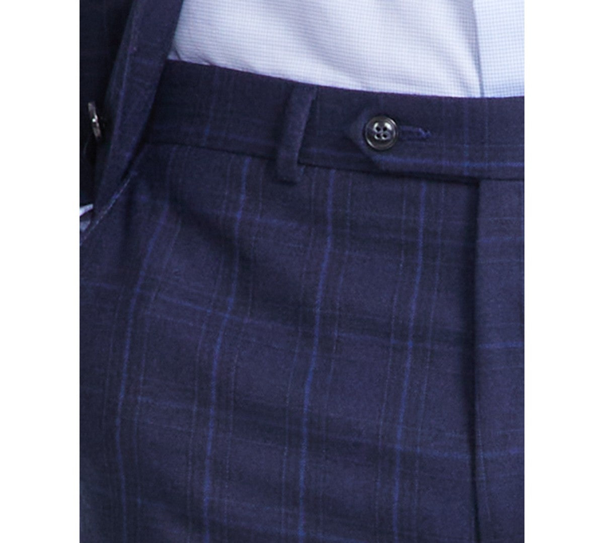 Michael Kors Mens Classic fit Casual Pants 42 / 30 Blue Plaid Stretch