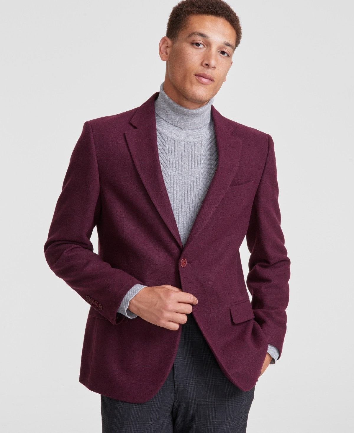 Nautica Mens Modern fit Sport Coat Blazer 40 R Burgundy Red Solid