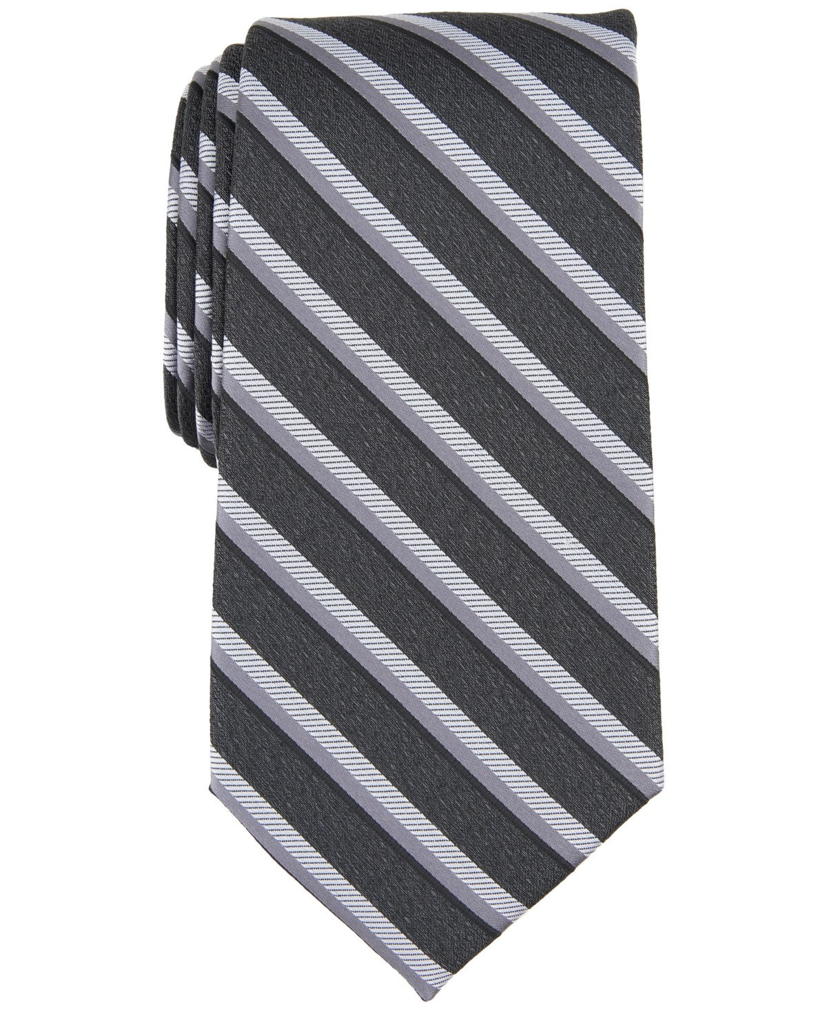 Perry Ellis Mens Arnett Classic Stripe Neck Tie Black Grey