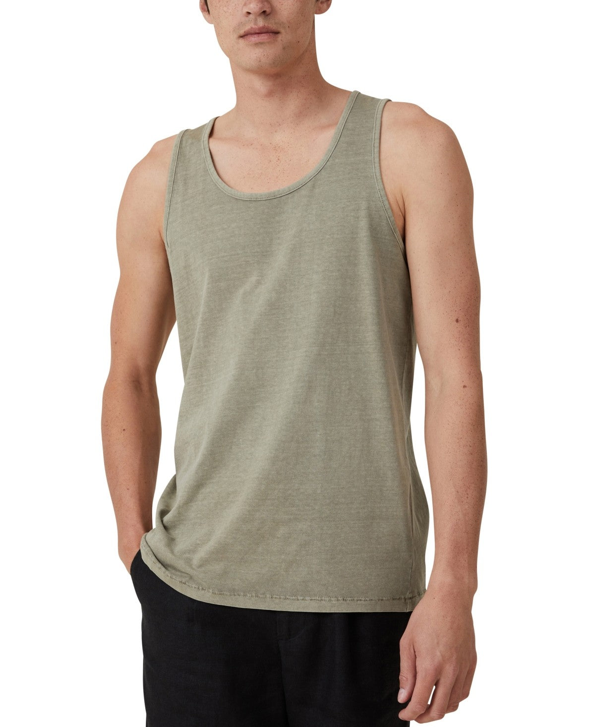 COTTON ON Mens Regular fit Sleeveless Tank Top Shirt Small Green Solid