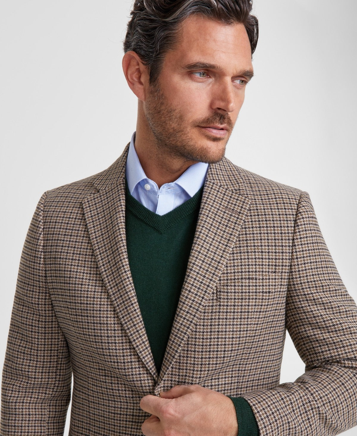 Nautica Mens Modern fit Sport Coat Blazer 46 R Brown Plaid