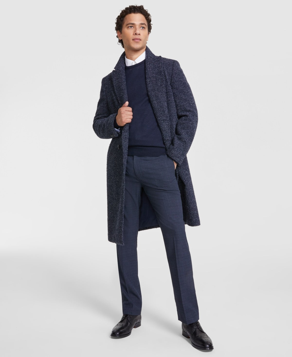 Tommy Hilfiger Mens Modern fit Double Breasted Overcoat Coat 46 R Blue