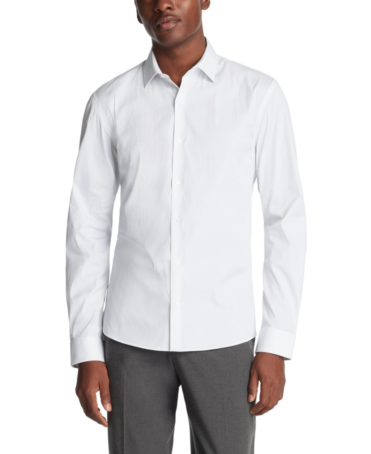 Calvin Klein Mens Extra-Slim fit Dress Shirt Large 16-16.5 34-35 White