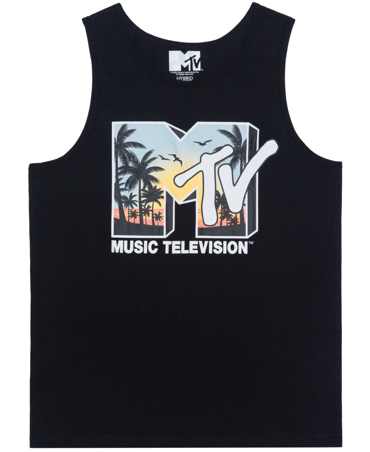 Hybrid Apparel Mens Regular fit MTV Sleeveless Tank Top Shirt XXL Black Solid