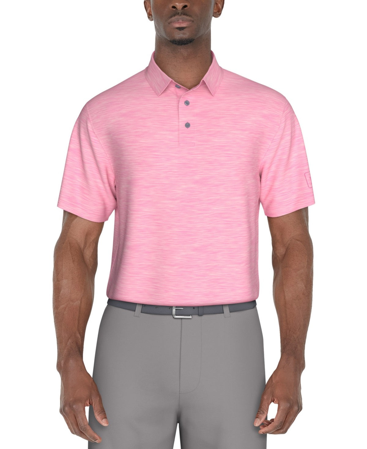 Pga Tour Mens Regular fit Short Sleeve Polo Shirt Large Pink Solid