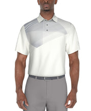 PGA TOUR Mens Athletic fit Short Sleeve Polo Shirt XL White Geometric Stretch