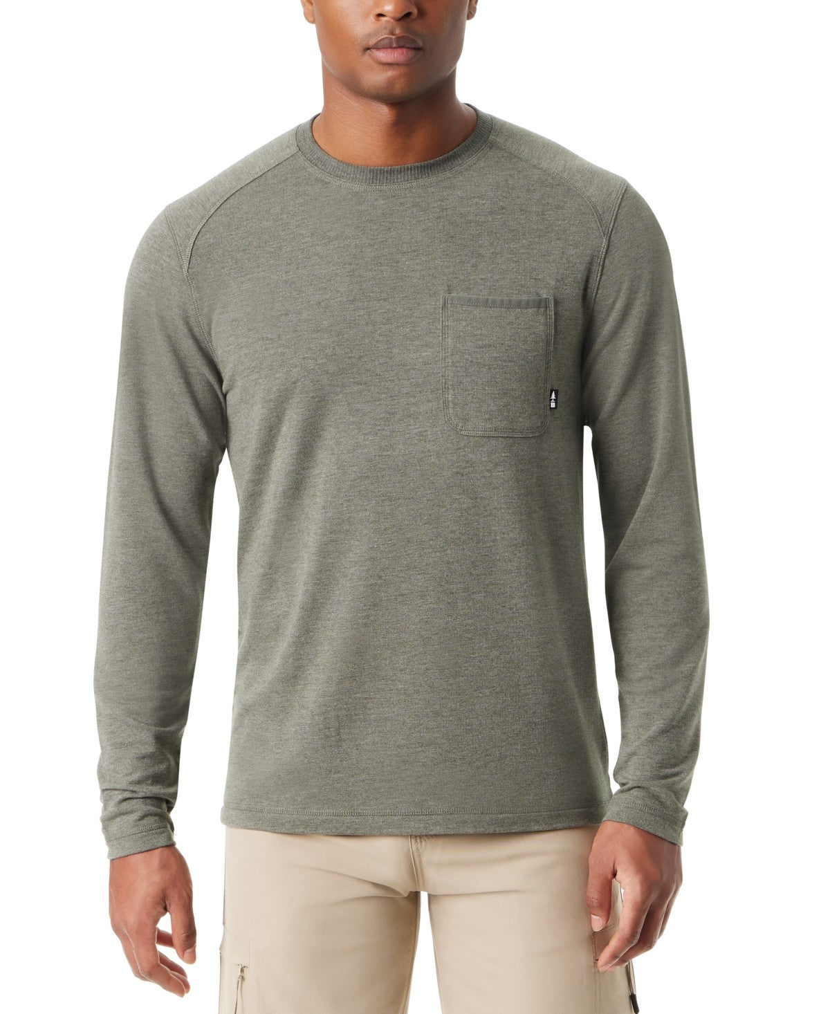 Bass Outdoor Men's Long Sleeve Ribbed T Shirt Deep Depth Green Medium