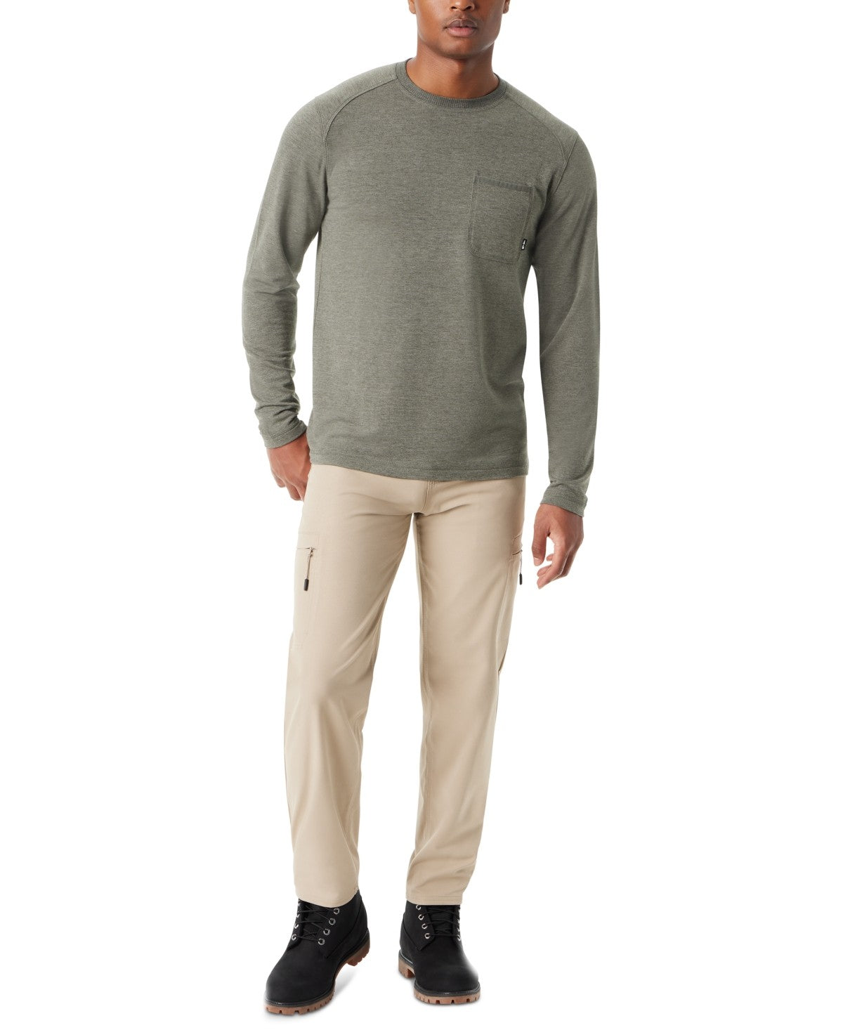 Bass Outdoor Men's Long Sleeve Ribbed T Shirt Deep Depth Green Medium