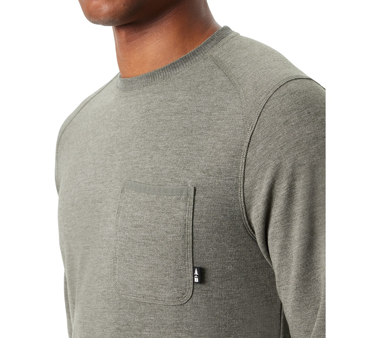 Bass Outdoor Men's Long Sleeve Ribbed T Shirt Deep Depth Green Medium
