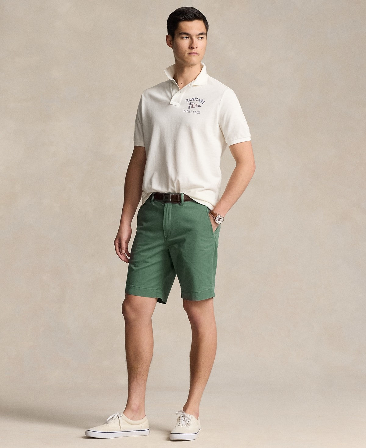 Polo Ralph Lauren Mens Classic fit Casual Shorts 33 Green Solid Stretch