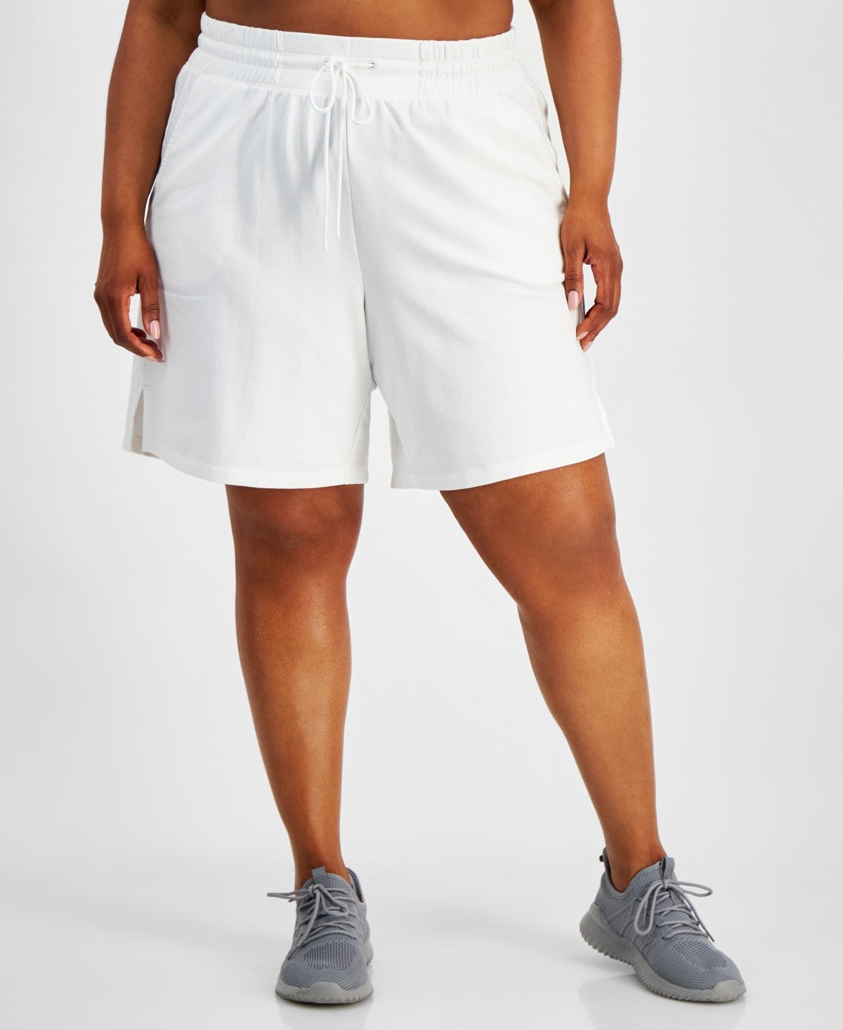 ID Ideology Womens Regular fit High Rise Athletic Shorts 2X White Solid