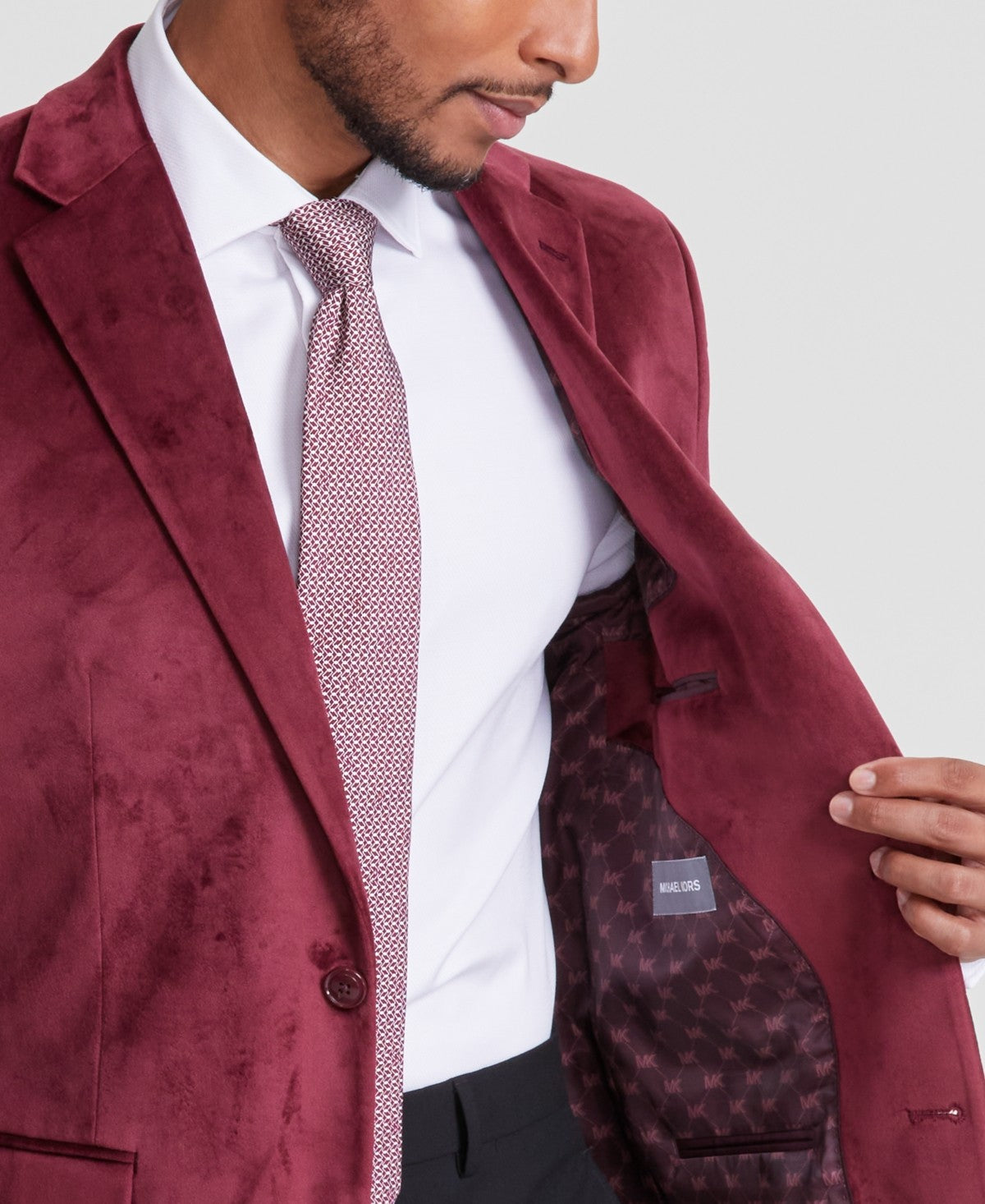 Michael Kors Mens Classic fit Velvet Sport Coat Blazer 46 R Red Solid