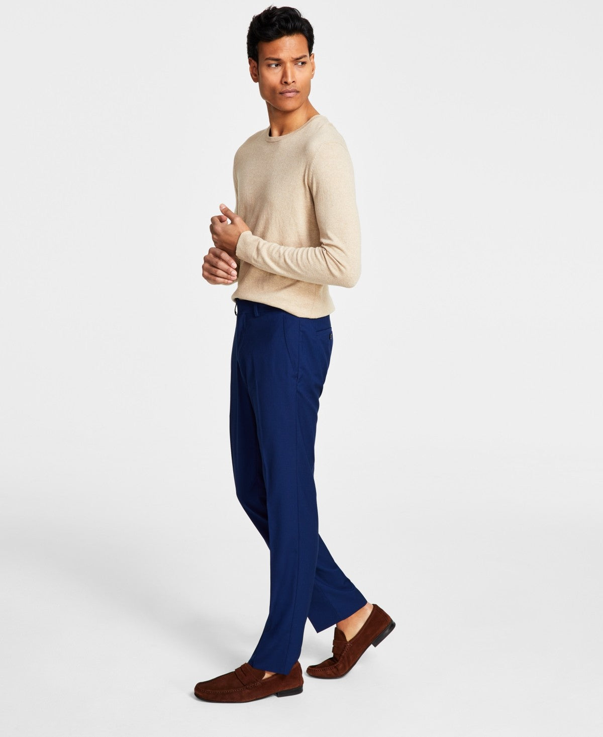 Kenneth Cole Mens Slim fit Dress Pants 36 / 29 Blue Solid